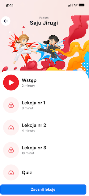 Ekran lekcji w aplikacji