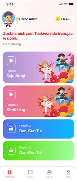 Ekran wyboru poziomu w aplikacji