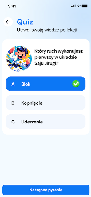 Ekran quizu w aplikacji