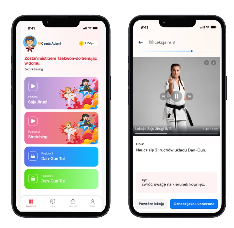 Podgląd aplikacji TKD Technic na telefonie